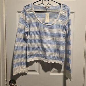 Francesca's Collections Blue and White Striped Knit Top..NWT